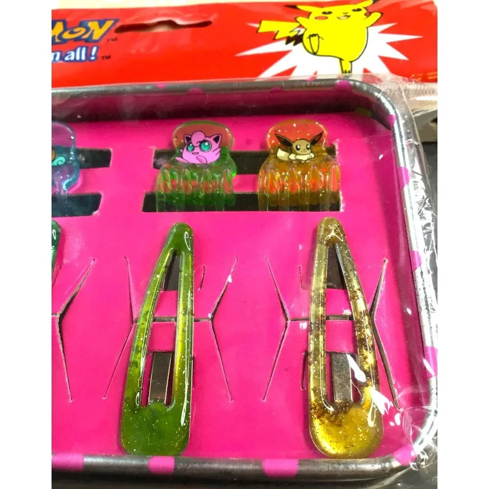 Vintage 1999 Sealed Pokemon Hair Clip Barrettes Set Metal Tin - Picture 4 of 5
